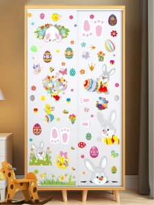 9pcs Easter Rabbit Print Wall Sticker