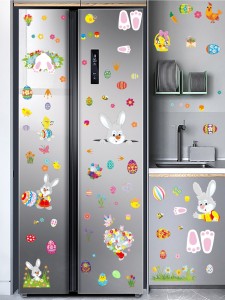 9pcs Easter Rabbit Print Wall Sticker