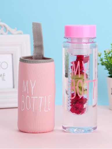 1pc Slogan Graphic Travel Bottle & 1pc Bag