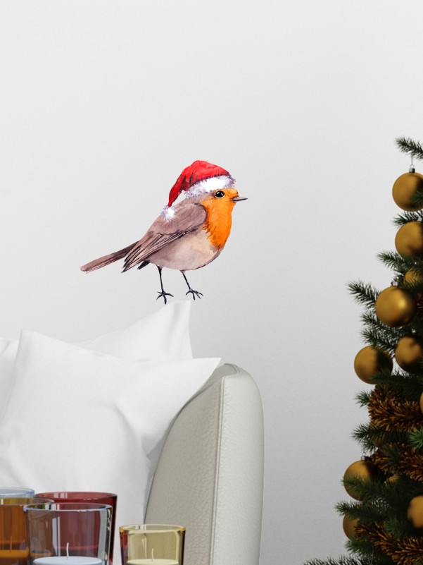 Christmas Bird Print Wall Sticker