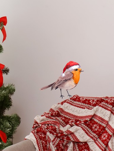 Christmas Bird Print Wall Sticker