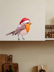 Christmas Bird Print Wall Sticker