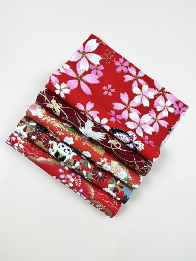 5pcs Flower Print DIY Fabric