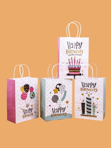 4pcs Slogan Graphic Birthday Gift Bag