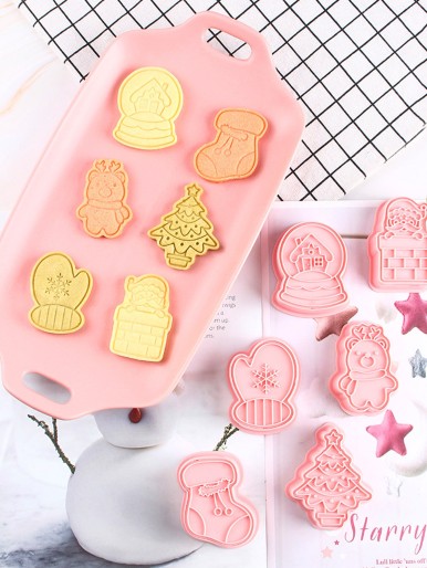 6pcs Christmas Cookie Press Mold