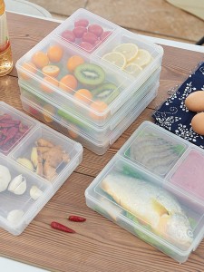 1pc 3 Grid Clear Food Storage Box