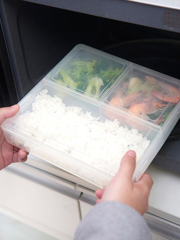 1pc 3 Grid Clear Food Storage Box