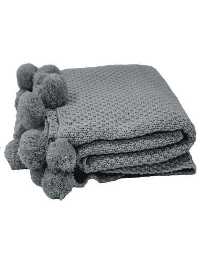 Pom Pom Trim Woven Blanket