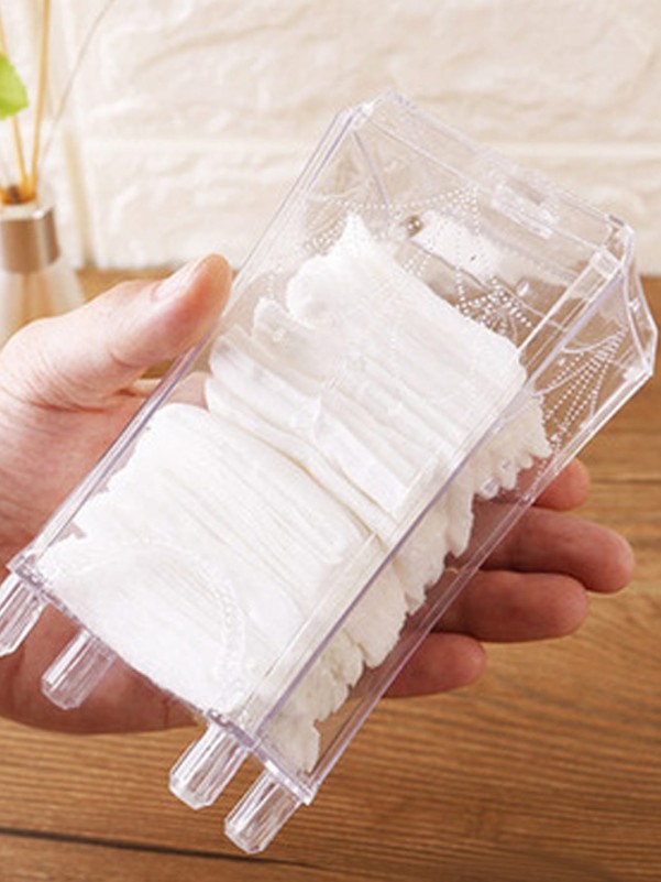 1pc Clear Cotton Pad Storage Box