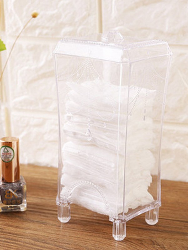 1pc Clear Cotton Pad Storage Box