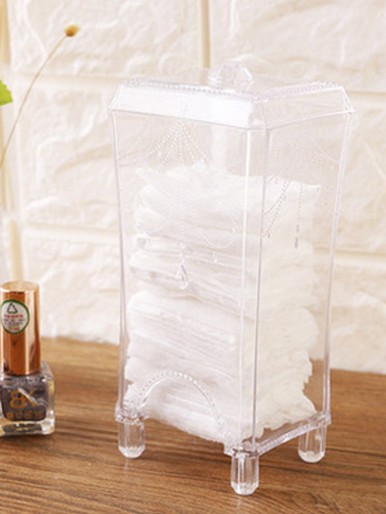 1pc Clear Cotton Pad Storage Box