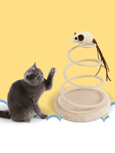 Plush Spring Spiral Disc With Mouse Cat Toy