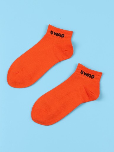 Men Letter Graphic Crew Socks