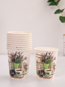 10pcs Lavender Print Disposable Cup