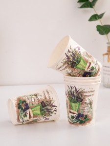 10pcs Lavender Print Disposable Cup