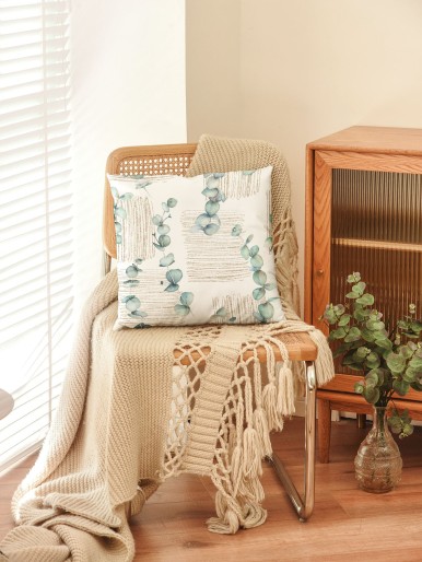 Leaf Print Cushion Cover Without Filler