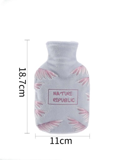 1pc 350ml Leaf Pattern Fuzzy Hot Water Bag