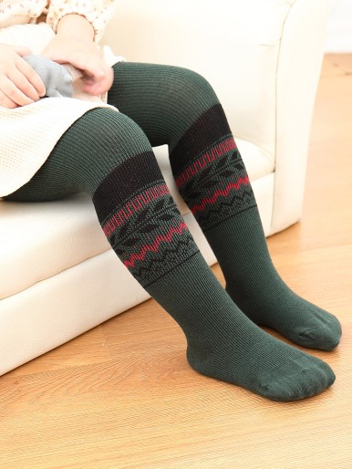1pair Girls Simple Knit Tights