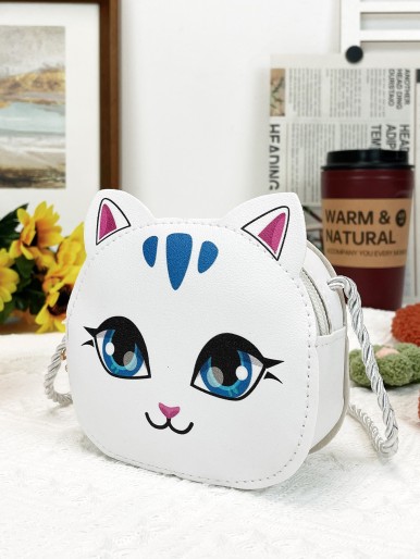 Girls Cartoon Cat Graphic Crossbody Bag