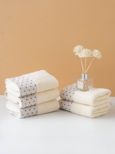 1pc Polka Dot Pattern Face Towel