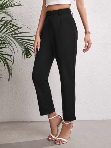 Zip Fly Plicated Tailored Pants