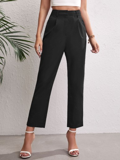 Zip Fly Plicated Tailored Pants