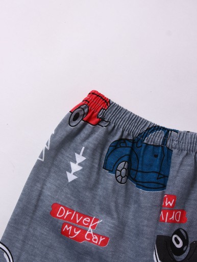 Toddler Boys Car And Letter Graphic PJ Set