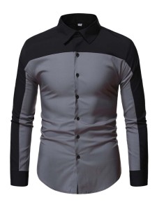 Men Two Tone Button Up Shirt