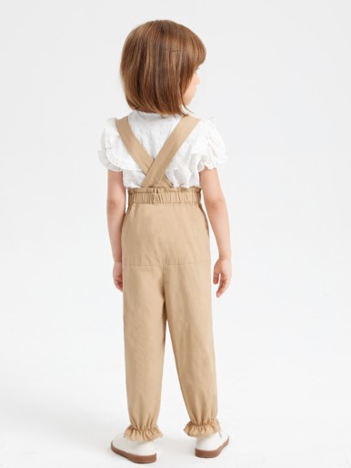 Toddler Girls Ruffle Hem Suspender Jumpsuit Without Blouse