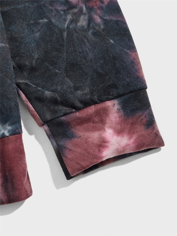 Men Tie Dye Letter Patched Detail Pullover