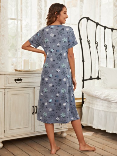 Snowflakes And Polka Dot Night Dress