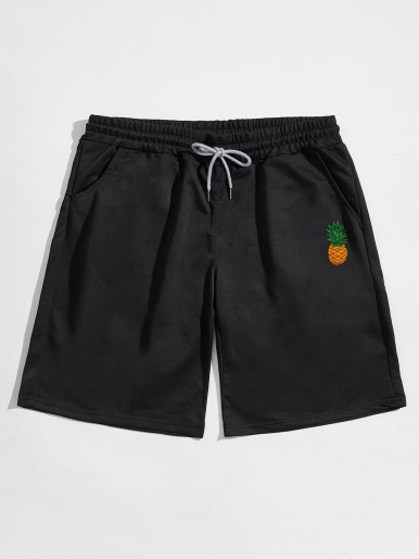 Guys Pineapple Graphic Drawstring Shorts