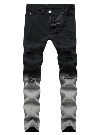 Men Two Tone Ripped Skinny Jeans