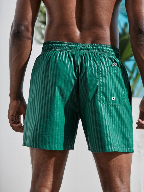 Men Slogan Graphic Swim Shorts