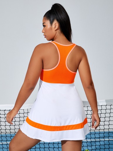 Plus Contrast Panel Tennis Dress