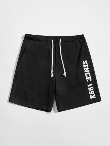 Men Letter Graphic Shorts