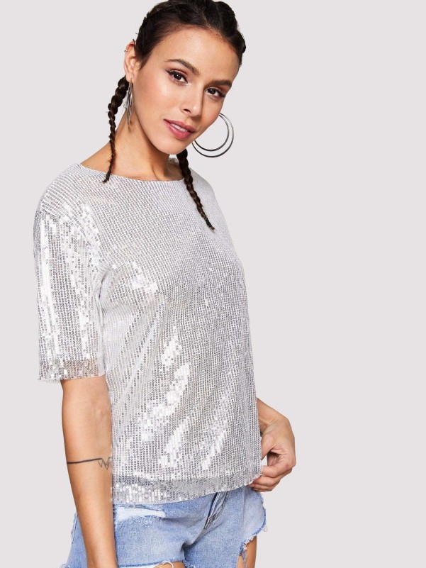 Shiny Metallic Silver Tee