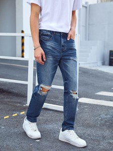 Men Distressed Ripped Washed Jeans