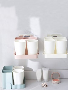 3pcs Wall Mounted Storage Rack & Cup