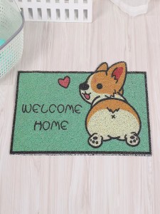 Cartoon Dog & Letter Graphic Door Mat