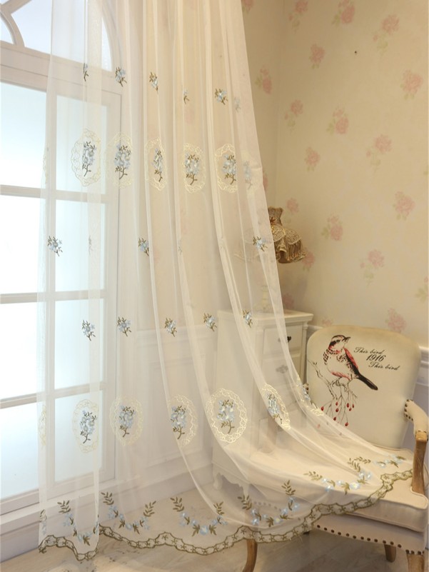 Flower Embroidery Single Panel Curtain