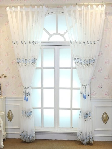 Flower Embroidery Single Panel Curtain