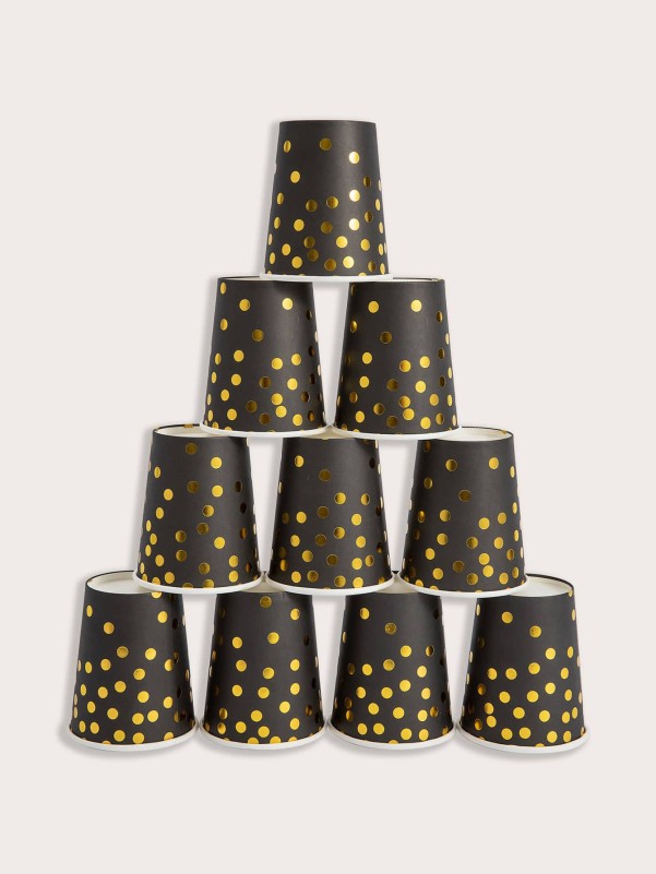 10pcs Polka Dot Pattern Disposable Paper Cup