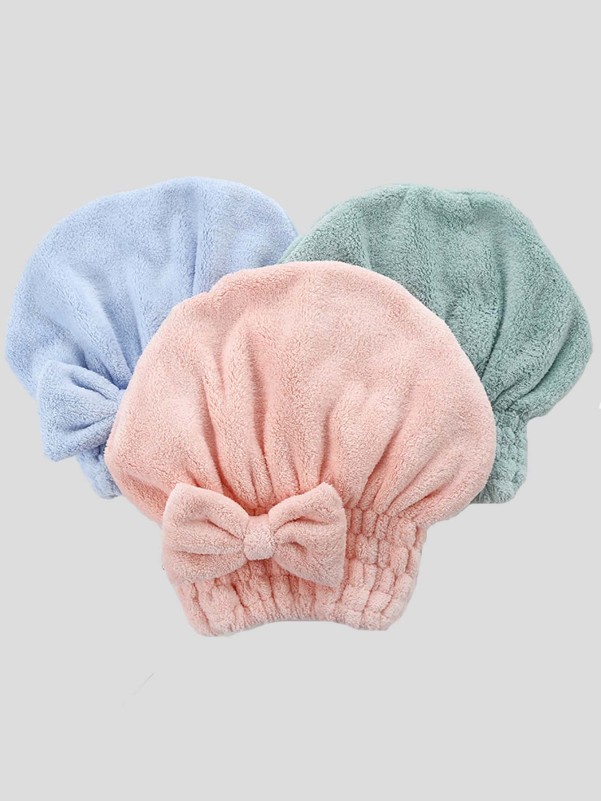 1pc Bow Decor Dry Hair Cap