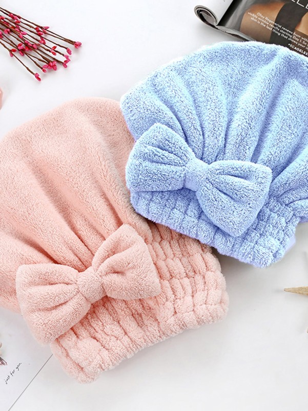 1pc Bow Decor Dry Hair Cap