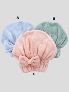 1pc Bow Decor Dry Hair Cap