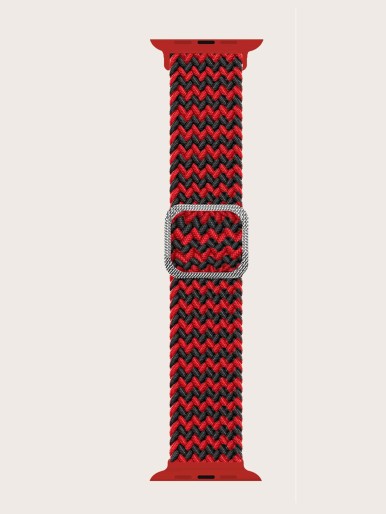 Colorblock Woven Nylon Watchband Compatible With Apple Watch