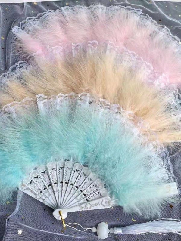 1pc Random Color Feather Hand Fan