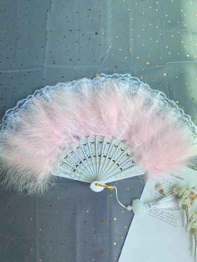 1pc Random Color Feather Hand Fan