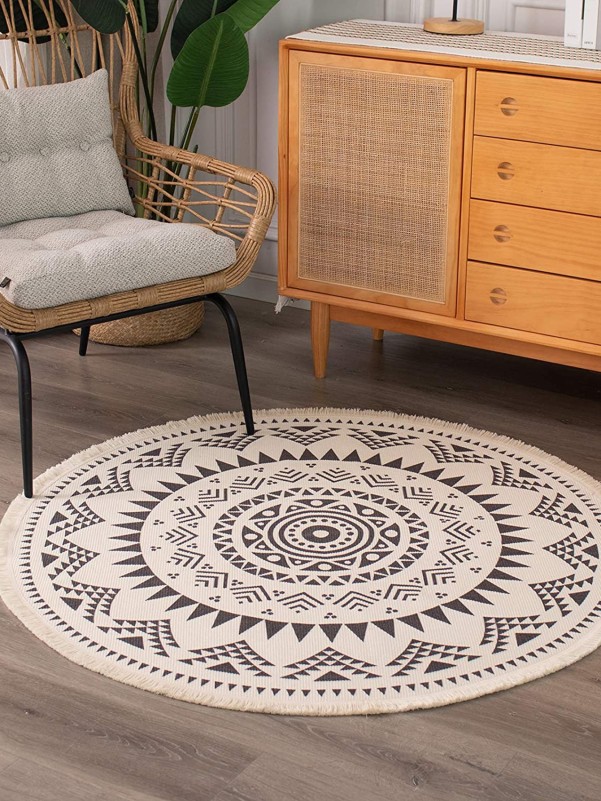 Geometric Pattern Round Floor Mat